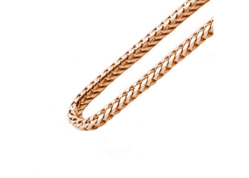 Sterling Silver Italian 2.5mm Solid Franco Square Box Link -Made in Italy (Rose, 20)