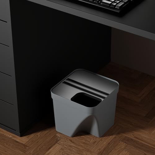 Image of 10L Dustbin with Lid | Grey | Pack of 1 | Multipurpose Garbage Bin for Kitchen, Home & Office | Wet & Dry Waste Basket for Food Waste, Recycling & Indoor Outdoor Use