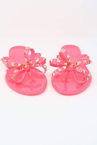 Image of TOP Moda Womens Studded Jelly Flip Flops Sandals with Bow