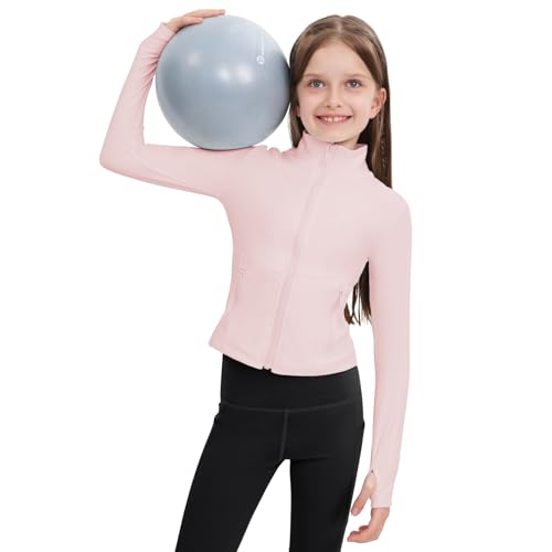 Image of B&GCozy Girls Zip Up Jacket Horse Riding Shirts Athletic Yoga Lightweight Jackets for Girl 6-15 Years
