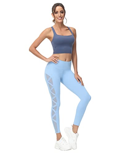 Image of romansong Strappy Yoga Sports Bras for Women Padded Criss-Cross Back Tank Tops