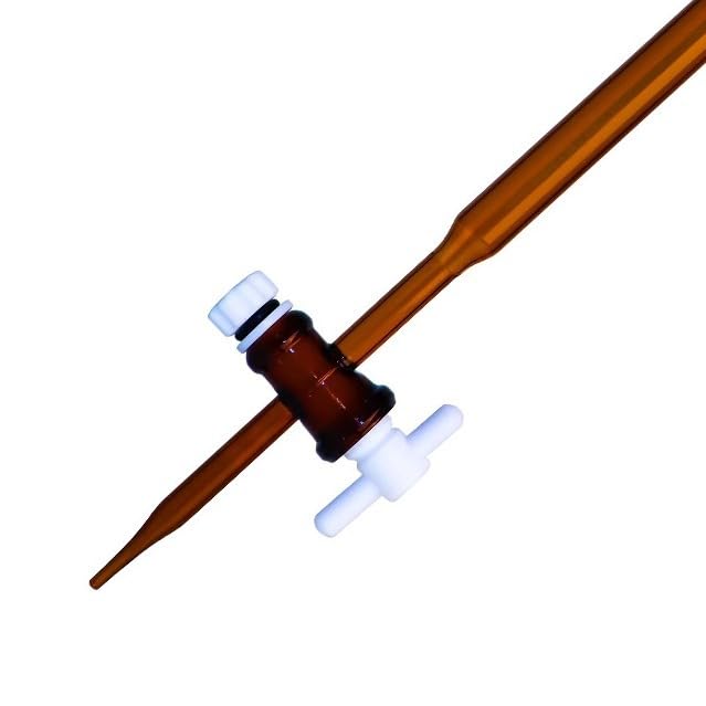 Bureta de Vidrio Ámbar Clase A con Llave PTFE, graduada para Laboratorio de Química - 10ml 25ml 50ml(Brown50ml)