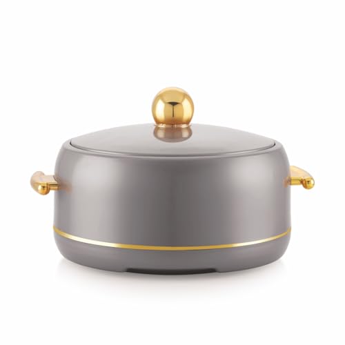 Image of Modware Atlantis Casserole 2000ml Elegant Design Premium Hot Pot, Retains Temperature for Hours, Insulated Inner Steel Casserole for Roti, Hot Box for Home, Chapati Box, Serving Bowl with Lid (Grey)