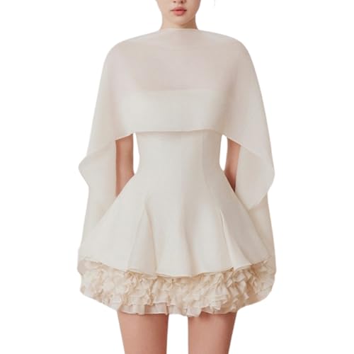THOSE STUDIOS Womens Natali Mini Dress Sexy Sheer Cape High Neck Long Sleeve Bodycon Party Cocktail Going Out Dress 2026 (US Alpha Medium Regular Regular)