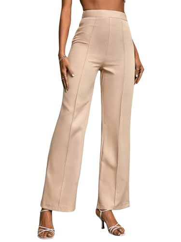 Floerns Women's High Waist Straight Leg Trousers Casual Office Bootcut Pants4