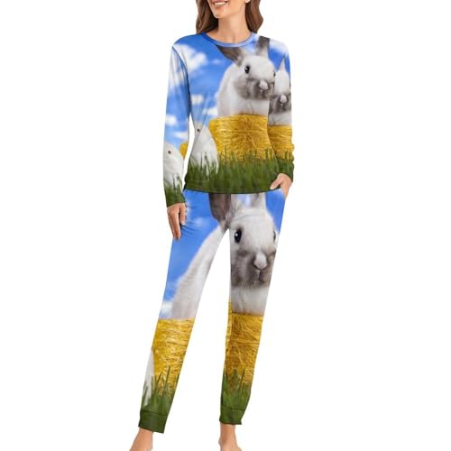 Pyjama femme Prairie Aux Lapins : ensemble fluide anti-irritation manches longues