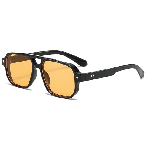 Retro Square Aviator Sunglasses Women Men Fashion Rectangle Sun Glasses 70s Classic Vintage Shades