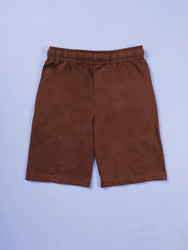 Image of KiddoPanti Boys Solid Knee-Length Basic Short | 100% Cotton Knit Fabric | Comfortable Fit with Elastic Waistband and Functional Drawcord | 2 Front Pockets Half Pant | Boys Shorts
