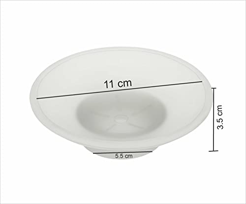 Image of EASYHOME FURNISH Premium Frosted Glass Soap Dish for Bathroom and Kitchen | Round Countertop Soap Holder Case with Raised Interior Ridges for Shower Sink & Vanity Counter, Matte (Round-AT06)