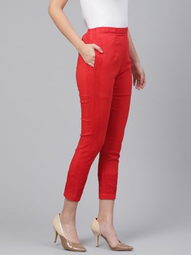 Ada Indian Hand Embroidered Indian Chikankari Cotton Trouser Pants for Women A3594244