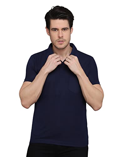 Image of INKKR Men's Polo Neck Half Sleeve Cotton Blend Regular Fit T-Shirt With Pocket