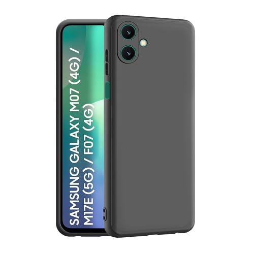 Image of CEDO Back Cover for Samsung Galaxy M07 (4G) / M17e (5G) / F07 (4G) | Camera Bump Protection & Inner Velvet Fabric Lining | Ultra Slim Matte Soft Rubberised Case Cover (Black)