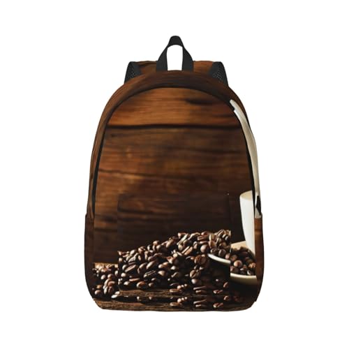 Mochila para laptop de mujer con estampado de café y granos para viaje de fin de semana