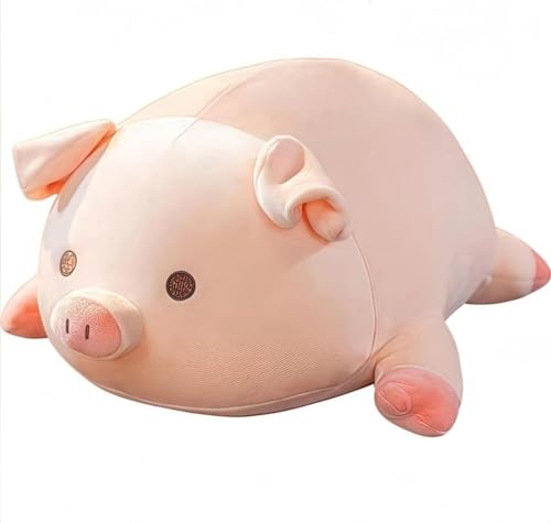 Danussi抱き枕ソフトぬいぐるみふわふわ抱き枕ソフト豚ぬいぐるみかわいい楽しい豚ファッション肌に優しい子供のおもちゃクリスマスショップデコレーションお祝いギフト (80cm,丸い目のブタ)