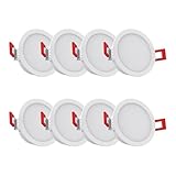 Spots LED intégrés Xanlite Lot de 8 Spots Blancs LED intégrée, CCT, 345 Lumens, équivalence 50W, 3000-4000 - 6500 Kelvin, IP54, Blanc