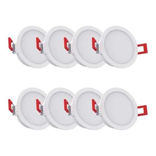 Xanlite Lot de 8 Spots Blancs LED intégrée, CCT, 345 Lumens, équivalence 50W, 3000-4000 - 6500 Kelvin, IP54, Blanc