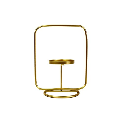 MEIKONG Candelabro de estilo nórdico, de metal, de hierro, geométrico, para decoración de velas, para cenas, artesanías, color blanco