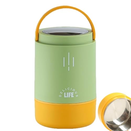Frasco de alimentos aislados de 900 ml - Lunch Box | Contenedor de alimentos aislados | Acero inoxidable para mantener la comida caliente | 3 capas a prueba de fugas con mango desmontable, tapas, para