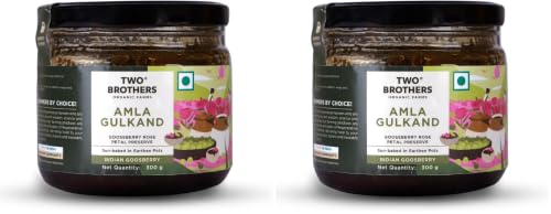 Image of Two Brothers Organic Farms Amla Gulkand (300G) | Gulkand Rose Petal Jam with Amla | Natural with Cooling Properties | Rich in Vitamin C & Antioxidants | Traditional Ayurvedic Sweet | No Refined Sugar