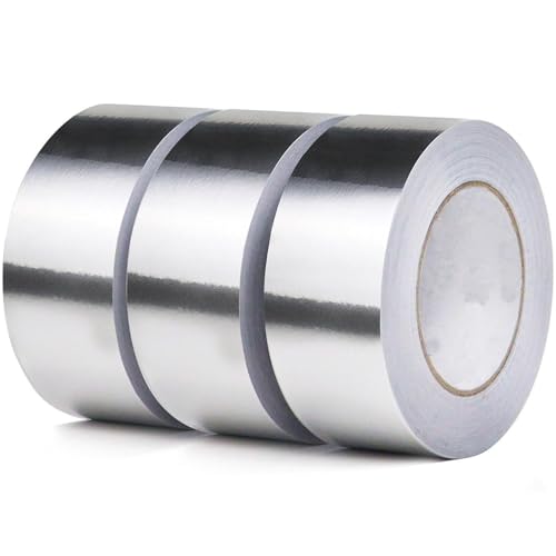 Image of 3Pack Aluminum Foil Tape 2 Inch x 164 Ft / 55 Yards HVAC Tape Withstand -4℉ to 176℉ Foil Duct Tape Perfect for Insulation, Dryer Vents and Metal Repair Sealing