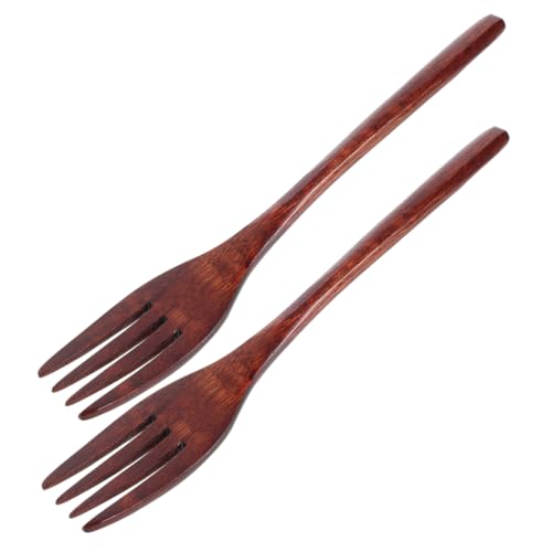 STOBAZA Sustainable Salad Serving Forks Wooden Salad Stirring Fork Set of 2 Dinner Utensils Stylish