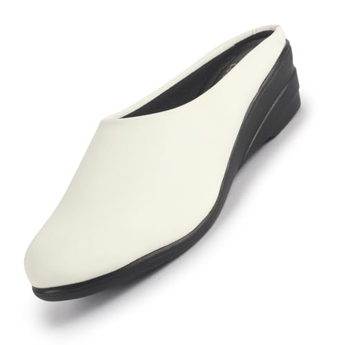 Image of FAUSTO Women Formal Back Open Platform Wedge Heel Slip‑On Mule Shoes | Stylish Office Footwear | Comfortable Fashion Shoes