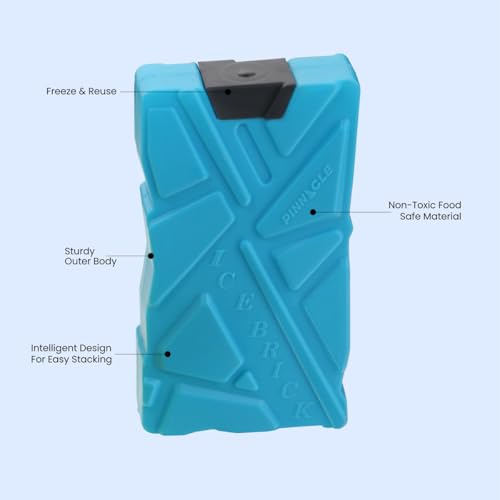Image of Pinnacle Ice Bricks 600 ML (Pack of 2) | Ice Pack for Ice Box | Leakproof Cold Pads | Reusable Long Lasting Freezer Ice Blocks | Cooler Accessory for Camping, Travel & Picnic