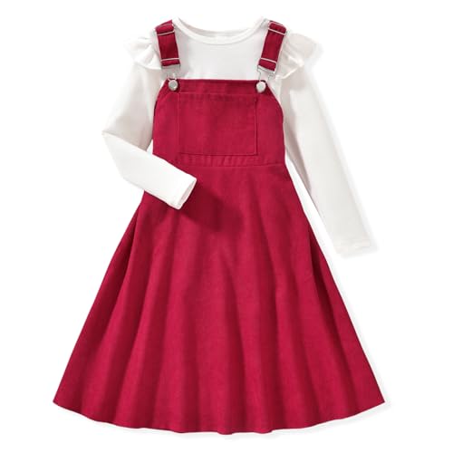Image of HIHA Little Girls Adjustable Corduroy Pinafore Overall Dress Set Size 6-12