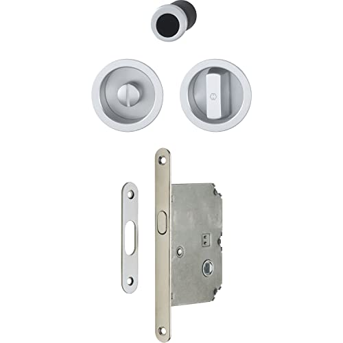 Hoppe 3948032 Porte coulissante Coquillage Set 4920 – avec rosace ronde de serrure WC, verchrsat