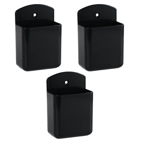 ENAESLOT 3 PCS Remote Control Holder Self Adhesive Storage OrganizerSelf Adhesive Mounted Sundries Organizer Hanging Container Phone Charging Rack Holder for Storining.(Black)