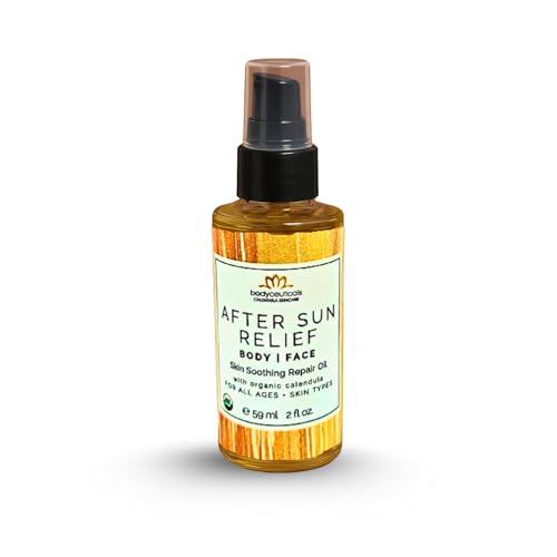 Bodyceuticals Organic Calendula After Sun Oil – Moisturizing Face and Body with Olive Oil and Vitamin E, Lightweight Formula for Normal to Oily Skin, 2 oz