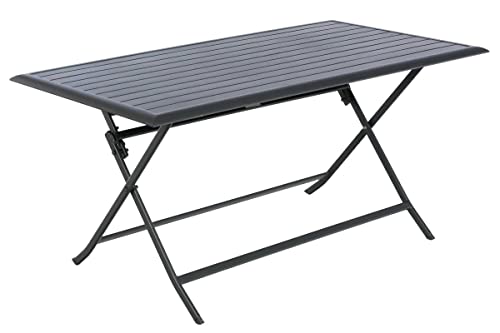 Hespéride - Table de Jardin Pliante Rectangulaire Azua Gris Graphite - 6 Places - Aluminium Traité Epoxy Antirouille