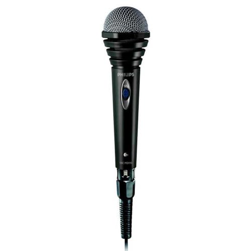 PHILIPS AUDIO SBCMD110/00   Micrófono dinámico para Karaoke (Cable de 1.5 m, Conector minijack a Jack Mono), Color Negro