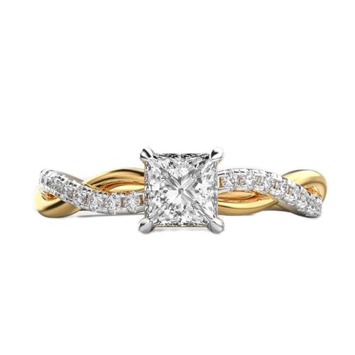 Bague princesse scintillante en argent plaqué or, le cadeau idéal de fiançailles