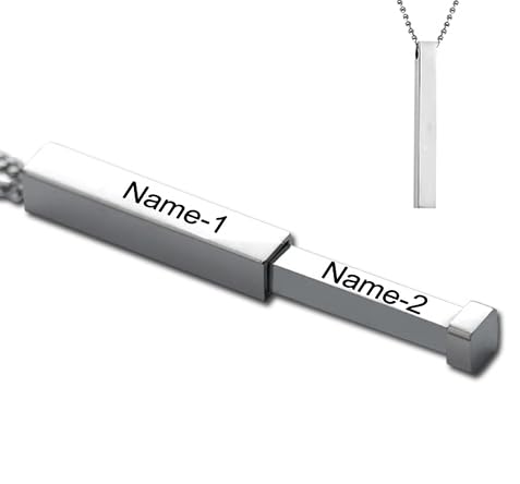 KlowAge Jewellery 3D Cuboid Vertical Secret Bar Locket Pendant Necklace Engraving Name On Pendal Customize Personalized Etc To Birthday,Annivarsary,Friendship Dayvalentineday For Girls (B0CQKD5YBC) Amazon Price History, Amazon Price Tracker