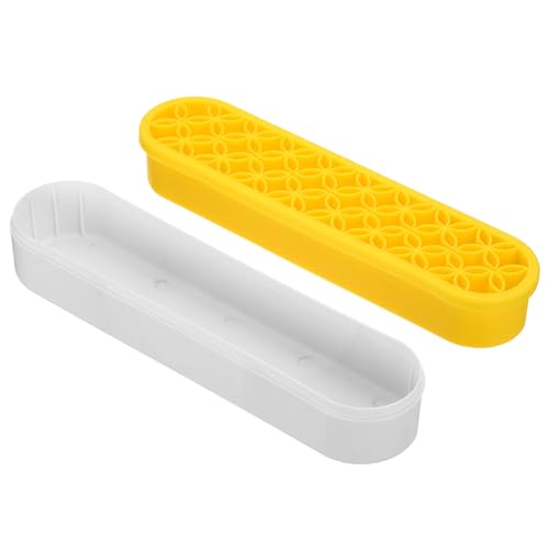 Image of PATIKIL Diamond Painted Pen Holder, 2 Pack Silicone Makeup Brush Holder Multi-Purpose Cosmetic Storage Box Desktop Organizer for Art Craft, Yellow