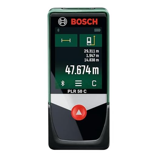 Bosch laseravståndsmätare PLR 50 C (Mätintervall: 0,05–50  m, pekskärmsdisplay, i kartong)