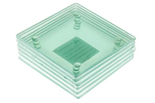 Clever Chef Glass Drink Coaster Set  Non Slip Durable Shatter-Resistant Beverage Coasters  Crystal Clear Square Glass Coasters  Bundle Pack Set of 6  Each Measures 375 x 375