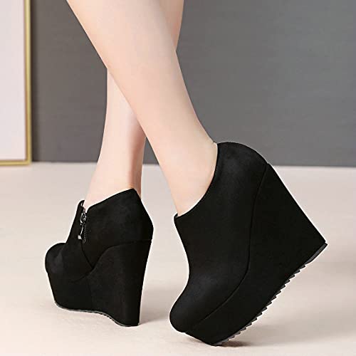Trendenzy Womens Wedge Platform Booties Round Toe High Heel Pumps3