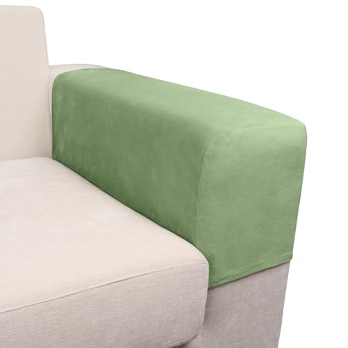 Image of Couch Arm Covers 2 Pcs Sofa Armrest Covers Stretch Couch,Armrest Cover for Chairs Scratch-Resistant Sofa Arm Cover Armchair Slipcovers,Avocado Green