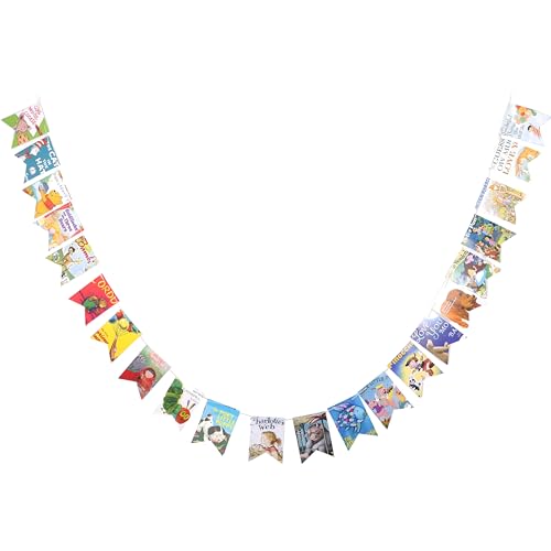 CRAFTER KING Book Garland &ndash; Vintage Book Pages String Decoration &ndash; 22 Pieces Perfect for Book...