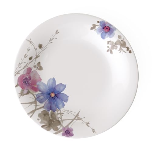Villeroy & Boch Mariefleur Gris Basic Assiette petit-déjeuner, 21 cm, Porcelaine Premium, Blanc/Multicolore