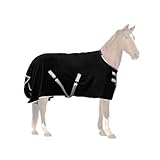 Horse Fleece Cooler Exercise Bath Moisture Wick Blanket for Drying Horse Faster (Black, 72 in)