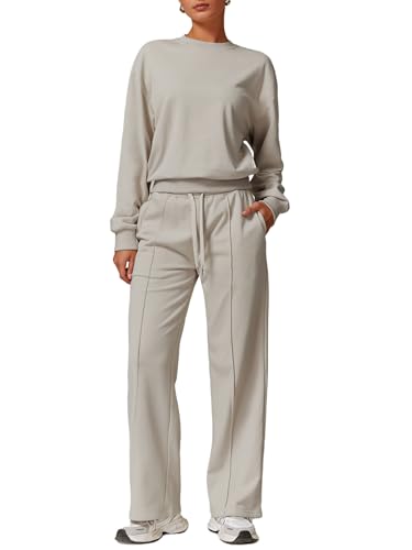 2 Piece Sets for Women Sweatsuit Oversized Pullover Long Sleeve Sweatshirt Jogger Pants Outfits with Pockets Tracksuit