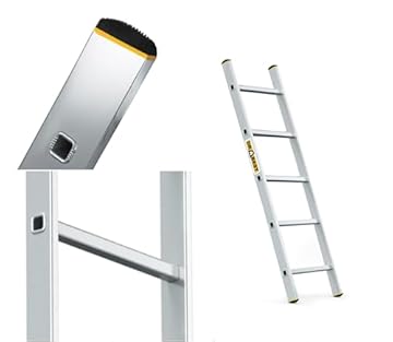 DRABEST SCALETTE SERIE PRO 1x5 Scala Multiuso Pressopiegata in Alluminio 150kg - Scaletta in Alluminio - Scaletta Multiuso - Scaletta Pieghevole - 40x139x5cm