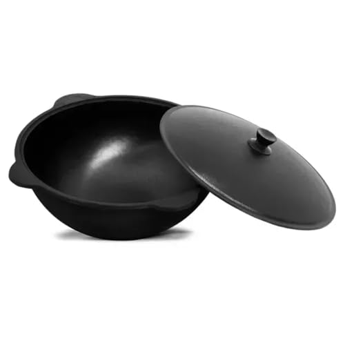 Dutch Oven Pot with Aluminum Lid 16 L (16.9 Quarts) - Camping Dutch Oven - Uzbek Kazan Cast Iron - Cast Iron Cookware Set Premium Camping Cookware