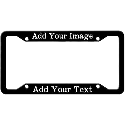 Customized License Plate Frame, Add Your Text/Photo/Logo/Design Personalized Custom Black License Plate Frame, License Plate Holder, Metal Chrome Car Plate Frame 6.3x12.2 inches Cover