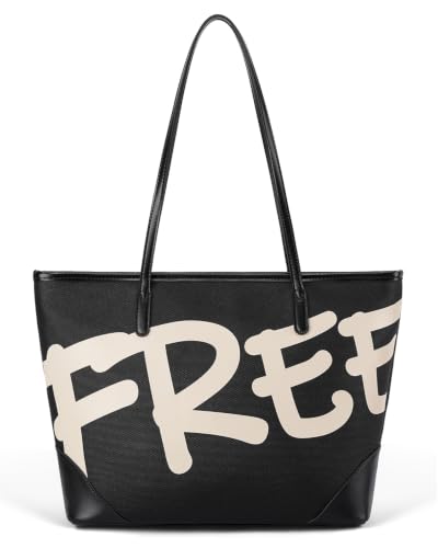 AGE FREE Tote Bag for Women, Work Tote Bag with Zipper, Vegan Leather Shoulder Handbags for Travel Commute, Gifts for Women