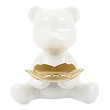 Plateau de rangement ours : fabriqué en porcelaine blanche de haute qualité, robuste et durable, pratique et conçu pour une utilisation prolongée. décoration ours pour la maison