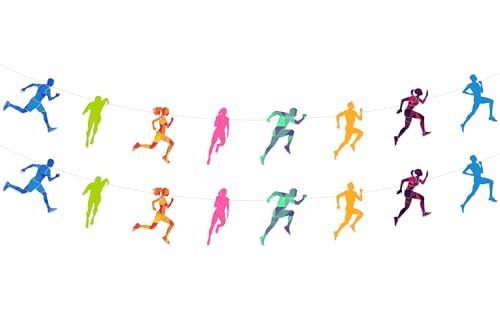 Lista de Suministros para colgar de esta semana. 43 Fangleland - Guirnalda de 2 piezas para decoración de correr, guirnalda de banderines temáticos para correr, decoración para colgar, suministros para fiesta de cumpleaños con...